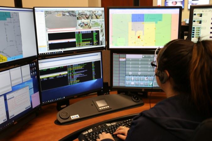 Communications Officer Working in Communications Center